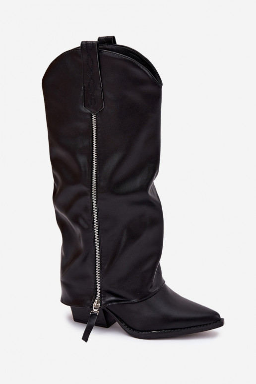 Stiefel CoZuboy-Stil mit Absätzen aus Öko-Leder schZuarze Farbe Palira