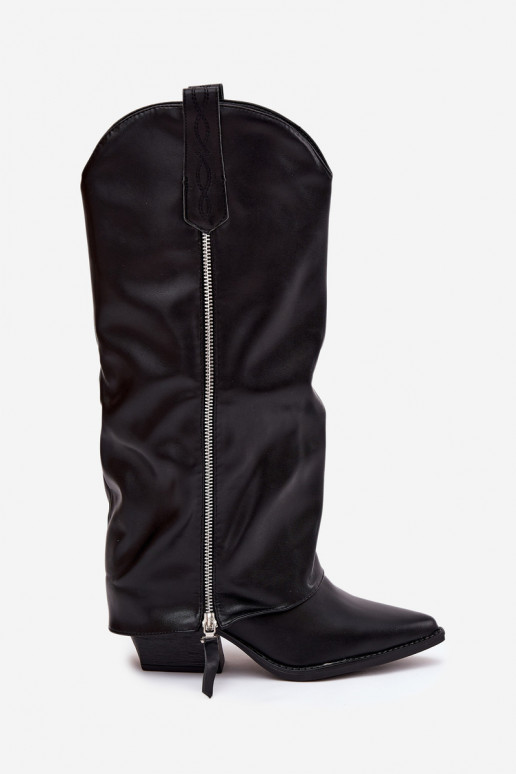 Stiefel CoZuboy-Stil mit Absätzen aus Öko-Leder schZuarze Farbe Palira