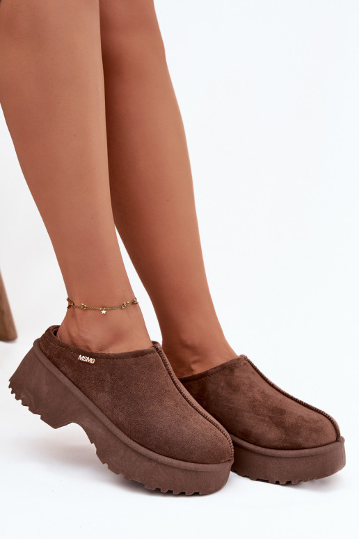 Schneestiefel Damentief mit einer Plattform braune Farbe Yrenna