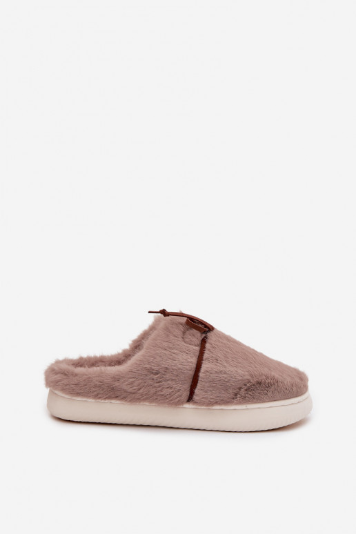 mit Pelzmantel Hausschuhe mit Bändern Khaki-Farbe Minella