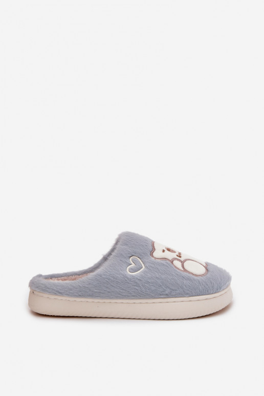 mit Pelzmantel Hausschuhe Mit Bär blaue Farbe Noralie
