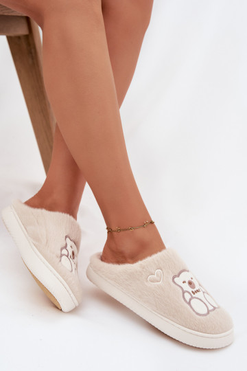 mit Pelzmantel Hausschuhe Mit Bär Beige Noralie