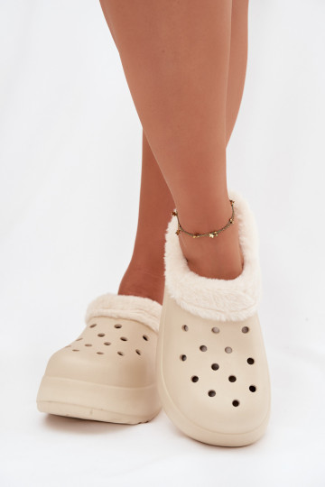 Leichte Hausschuhe Damenhausschuhe sich Zuarm laufen mit Fell innen Beige Palvine 2