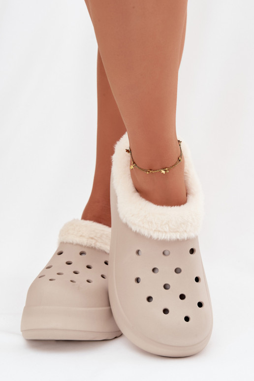 Leichte Hausschuhe Damenhausschuhe sich Zuarm laufen mit Fell innen Khaki-Farbe Palvine