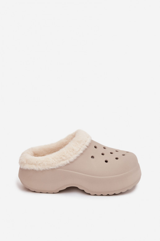 Leichte Hausschuhe Damenhausschuhe sich Zuarm laufen mit Fell innen Khaki-Farbe Palvine