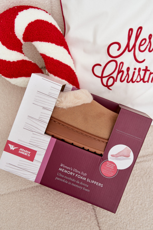 Hausschuhe Feminin mit Pelzmantel braune Farbe Eveline