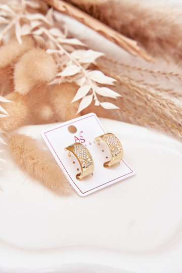 Damen Schmuck aus chirurgischem Stahl mit stilvollen Details und funkelnden Steinen, goldfarben