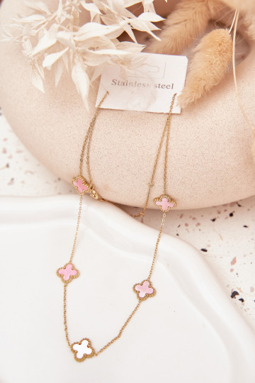 Kette aus Edelstahl Gold-Rosa
