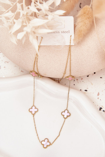 Kette aus Edelstahl Gold-Rosa 2