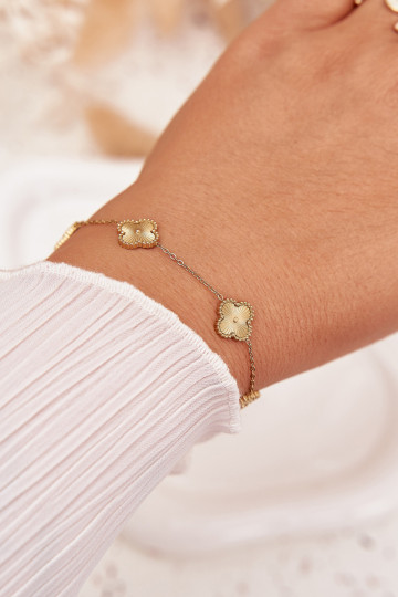 Edelstahlarmband in gold mit Blumenmotiven