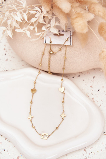Goldene Halskette mit Edelstahlanhängern 2