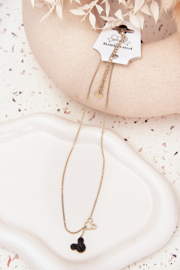 Edelstahlkette in gold mit Mickey-Maus-Anhänger