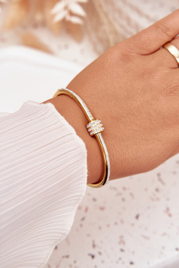Damen-Edelstahlarmband in gold mit funkelnden Steinen