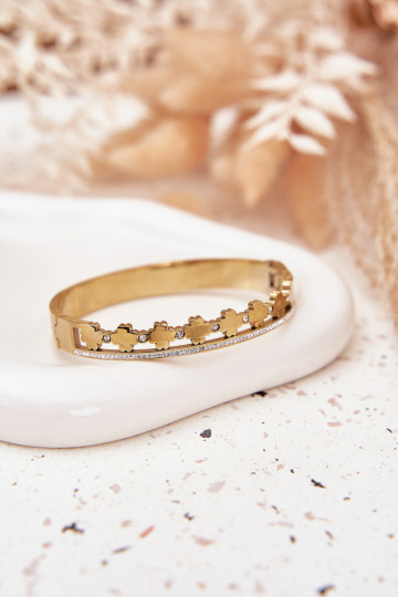 Edelstahlarmband in gold mit Zirkonia 2
