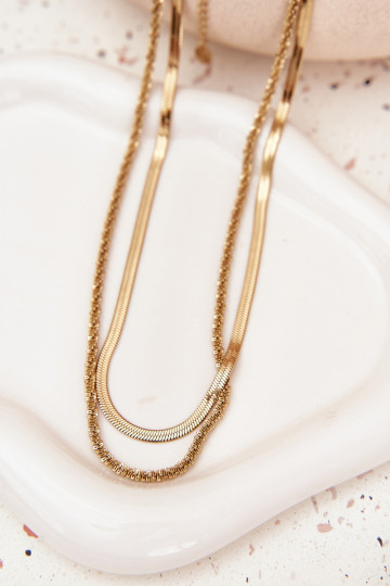 Doppelte Edelstahlkette in gold