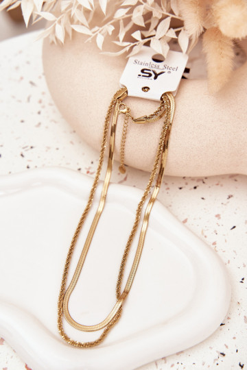 Doppelte Edelstahlkette in gold 2