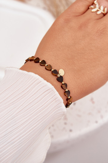 Ein Armband Herzen Aus Chirurgenstahl Braun