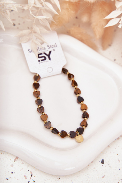 Ein Armband Herzen Aus Chirurgenstahl Braun