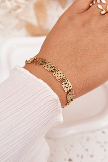 Verstellbares Damenarmband mit glitzernden Steinen aus chirurgischem Stahl in Goldfarbe