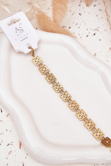 Verstellbares Damenarmband mit glitzernden Steinen aus chirurgischem Stahl in Goldfarbe 2