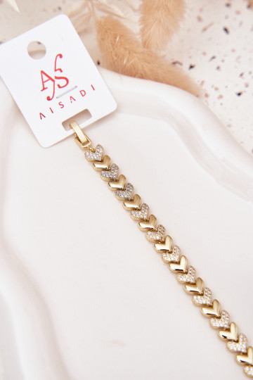 Ein Armband Feminin Herzen mit blitzenden Augen goldene Farbe 2