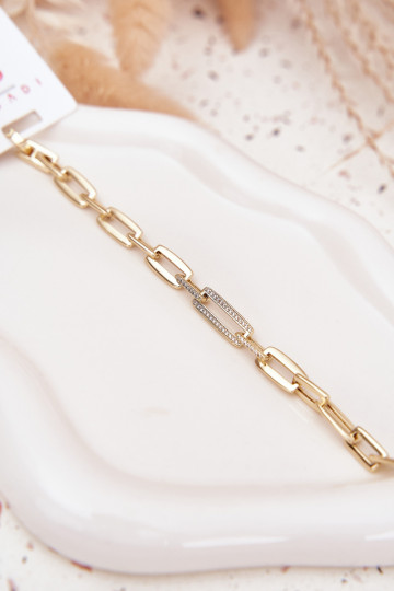 Damenarmband mit Kettchen aus chirurgischem Stahl in Goldfarbe 2