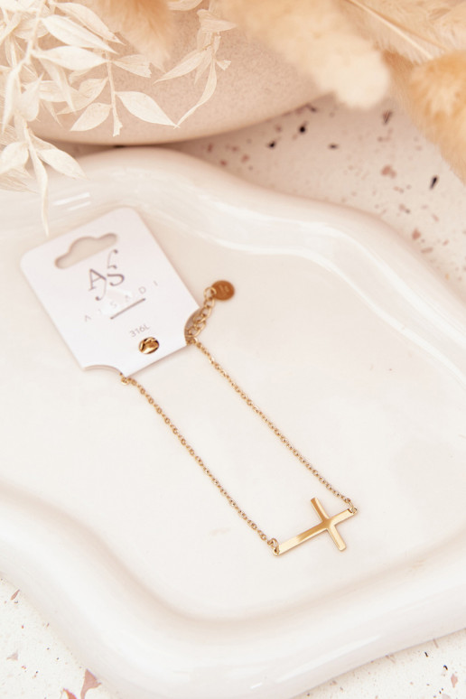 Ein Armband Mit einem Kreuz Stal Chirurgiczna goldene Farbe