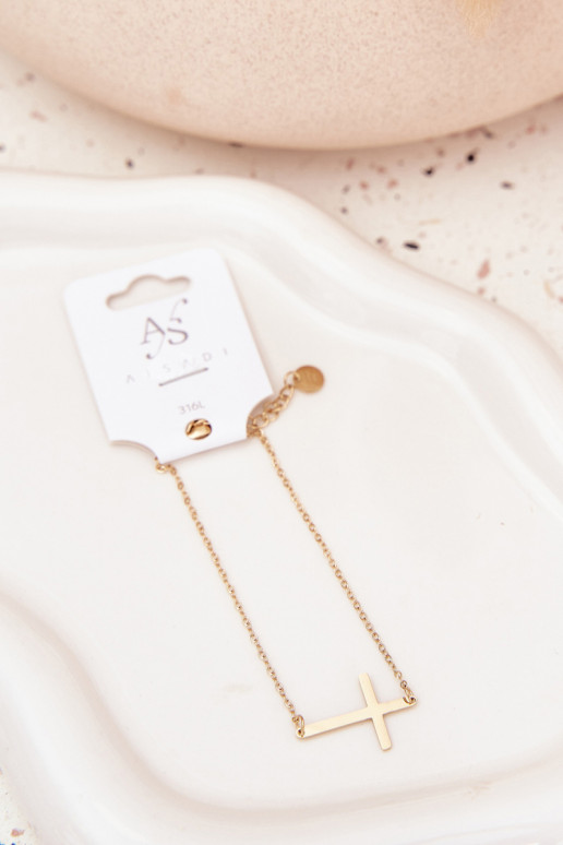 Ein Armband Mit einem Kreuz Stal Chirurgiczna goldene Farbe