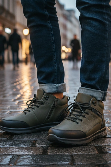 Mack grüne Herren-Boots mit warmem Futter