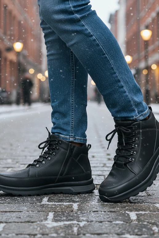 Paul schwarze Herren-Boots mit warmem...