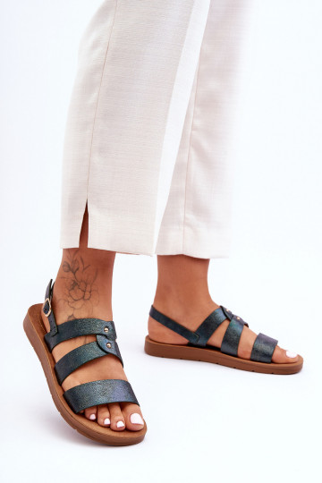 mit Glanz Damensandalen Khaki-Farbe-Farbe Catalia 2