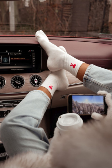 Elfenbeinfarbene Damensocken „Amor"
