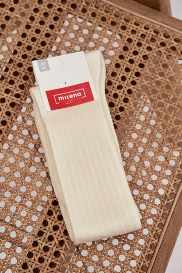 Lange Merinowollsocken in Elfenbeinfarbe 2