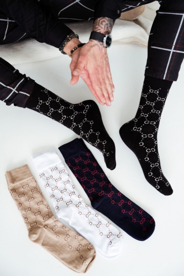 Herren gemusterte Socken CC, schwarze Farbe