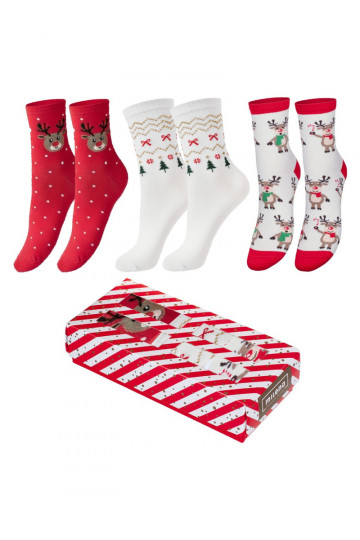 Weihnachtliches Strumpfset in der Box, 3 Paar 2