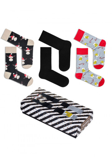 Weihnachtliches Herrenstrumpfset in der Box, 3 Paar 2