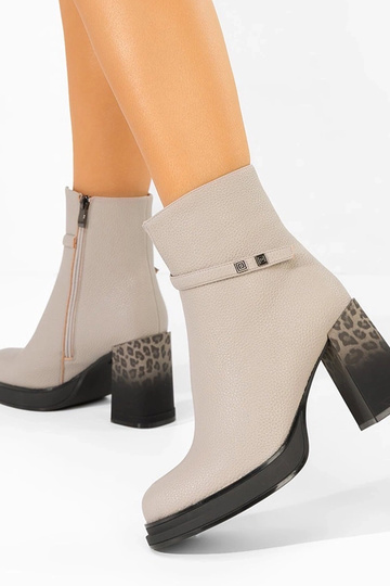 Graue Stiefel mit Absatz im Leopardenmuster Brenna