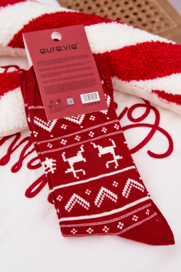 Herren Weihnachtsstrümpfe mit Rentieren in Rot 2