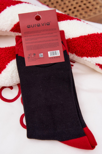 Männer Weihnachtsstrümpfe mit Aufschrift und lachendem Weihnachtsmann, schwarz 2