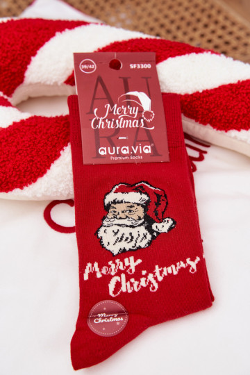 Skarpety Männlich INeihnachten Mit dem INeihnachtsmann Merry Christmas rote Farbe