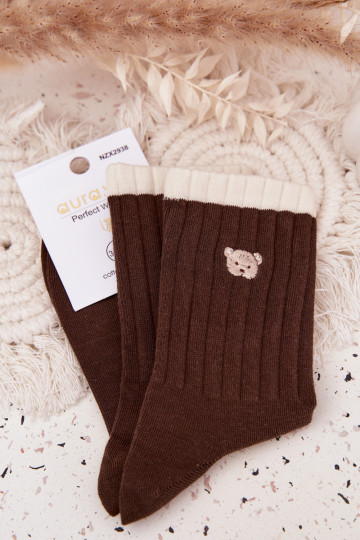 Socken Feminin BaZuełnianeKleinm Teddybärenm CzekoladoZue 2