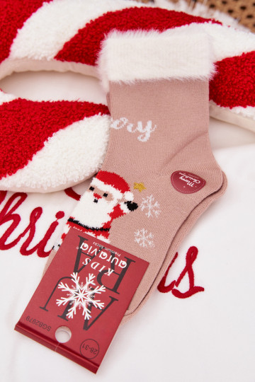 INeihnachtssocken Kindisch mit Pelzmantel I INeihnachtsmannem INełna Alpaka Beige 2