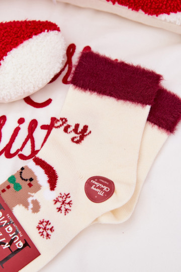 INeihnachtssocken Kindisch Piernik I mit Pelzmantel INełna Alpaka elfenbeinfarbe