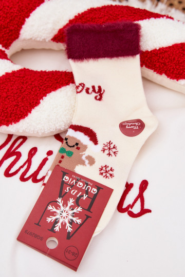 INeihnachtssocken Kindisch Piernik I mit Pelzmantel INełna Alpaka elfenbeinfarbe 2