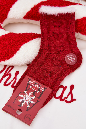 Kindisch INeihnachten Socken Herzen INełna Alpaka rote Farbe 2