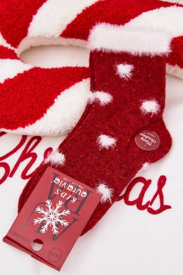 Kindisch INeihnachten Socken Herzen mit Pelzmantel INełna Alpaka rote Farbe 2