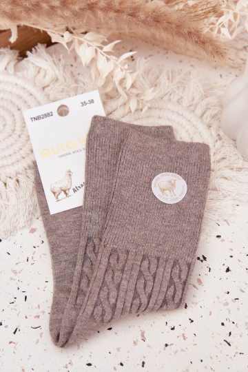 Lange Damen-Wollsocken, grau 2