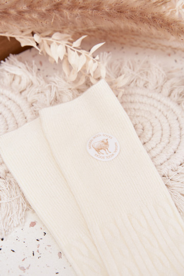 Długie INełniane Socken Feminin elfenbeinfarbe