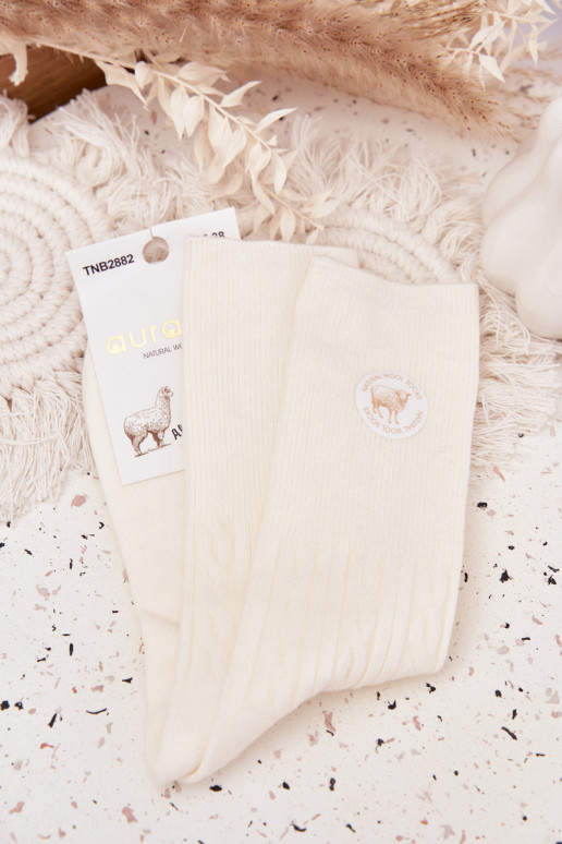 Długie INełniane Socken Feminin elfenbeinfarbe