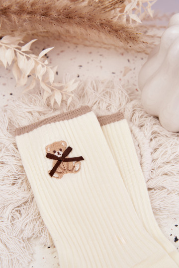 BaumZuollsocken mit Streifen Mit Bär elfenbeinfarbe